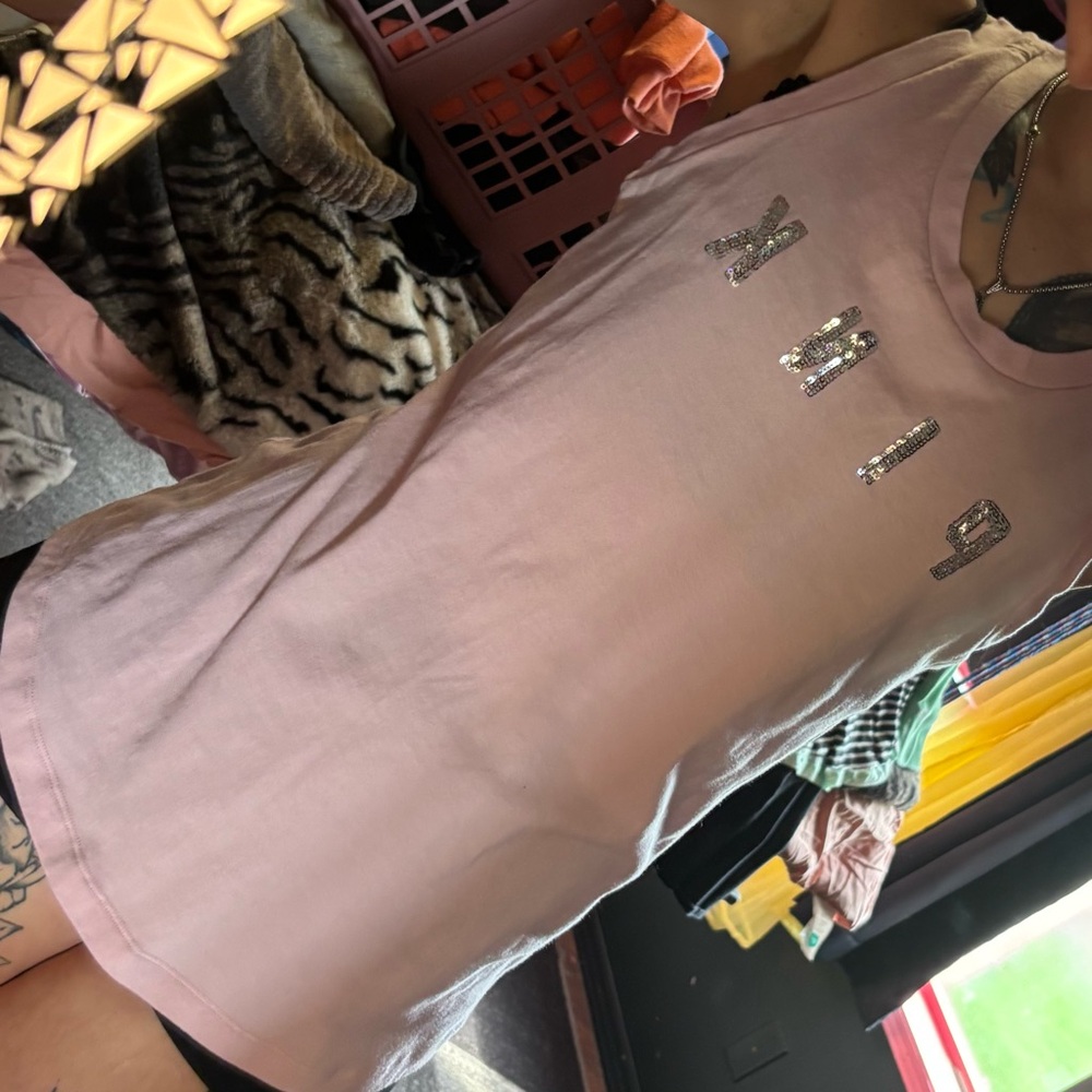 PINK Victoria's Secret Pink Embellished Oversized Muscle Tee